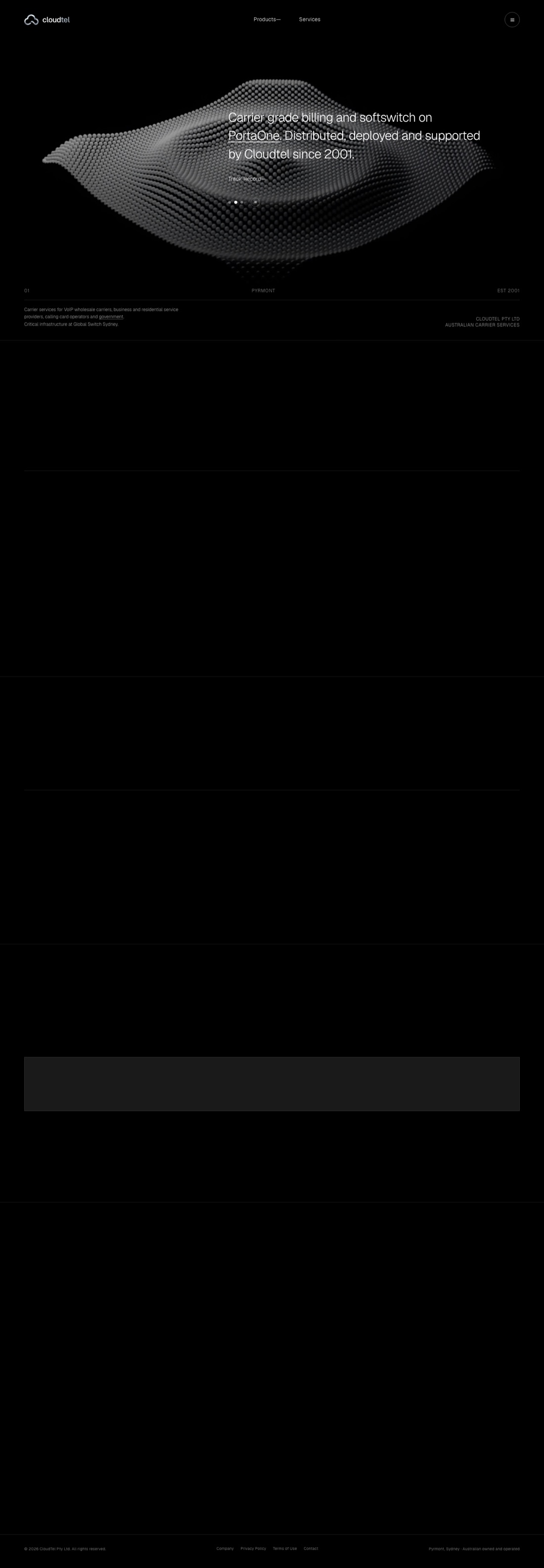 The full 2026 Cloudtel homepage, top to bottom